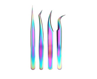 Listing 1 of 7 for 4PCS Set Eyelash Extension Tweezers False Eye Lash Clip Remover Curved Pointe