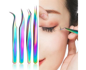 Listing 4 of 7 for 4PCS Set Eyelash Extension Tweezers False Eye Lash Clip Remover Curved Pointe