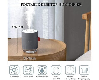 Listing 2 of 6 for 500ml Portable Humidifier, Mini Cool Mist Humidifier with Night Light, USB Pe