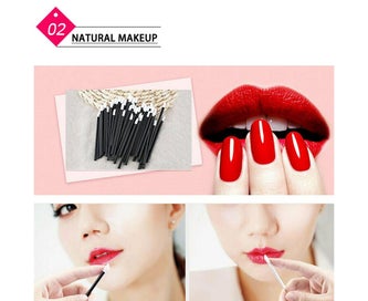Listing 2 of 6 for 50pcs Disposable Lip Brush Lip Wands Gloss Lipstick Applicator Brushes