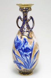 Listing 1 of 6 for ROYAL DOULTON BLUE & GOLD "IRIS" TWO HANDLED VASE - CIRCA 1920