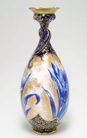 Listing 2 of 6 for ROYAL DOULTON BLUE & GOLD "IRIS" TWO HANDLED VASE - CIRCA 1920