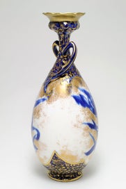 Listing 4 of 6 for ROYAL DOULTON BLUE & GOLD "IRIS" TWO HANDLED VASE - CIRCA 1920