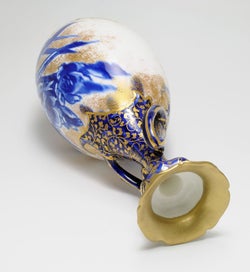 Listing 5 of 6 for ROYAL DOULTON BLUE & GOLD "IRIS" TWO HANDLED VASE - CIRCA 1920