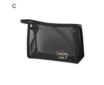 Listing 2 of 3 for Cosmetic Bag Transparent Mesh Easy to Carry Zipper Black Convenient Storage P