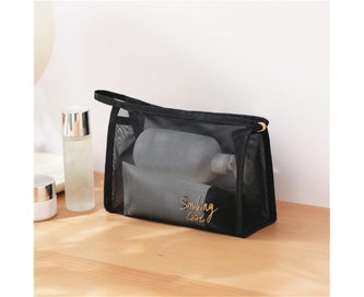 Listing 3 of 3 for Cosmetic Bag Transparent Mesh Easy to Carry Zipper Black Convenient Storage P