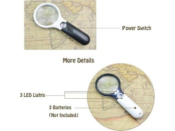 Listing 3 of 7 for Handheld Double Lens 3x-45x Magnifier 3 Lights For Jewelry Appraisal Reading By