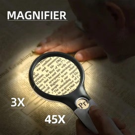 Listing 4 of 7 for Handheld Double Lens 3x-45x Magnifier 3 Lights For Jewelry Appraisal Reading By