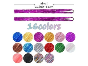 Listing 3 of 8 for AZQUEEN Long Sparkle Shiny Hair Tinsel Rainbow Silk Hair Extensions Dazzles