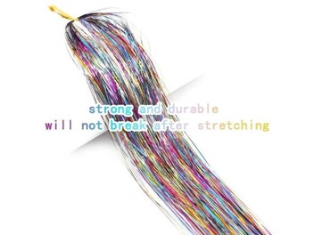 Listing 5 of 8 for AZQUEEN Long Sparkle Shiny Hair Tinsel Rainbow Silk Hair Extensions Dazzles