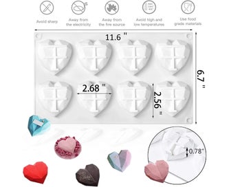 Listing 2 of 4 for Heart Shaped Silicone Molds Set+Hammers Droppers-Baking Mousse Cake
