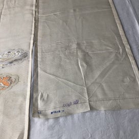 Listing 2 of 16 for Vintage Japanese Woven Silk Fabric Pieces X2 Cloud Design