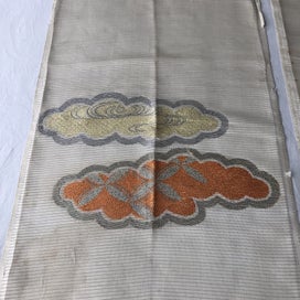 Listing 7 of 16 for Vintage Japanese Woven Silk Fabric Pieces X2 Cloud Design