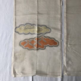 Listing 11 of 16 for Vintage Japanese Woven Silk Fabric Pieces X2 Cloud Design