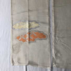 Listing 12 of 16 for Vintage Japanese Woven Silk Fabric Pieces X2 Cloud Design
