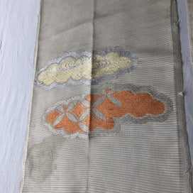 Listing 8 of 16 for Vintage Japanese Woven Silk Fabric Pieces X2 Cloud Design