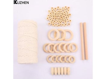 Listing 5 of 8 for Macrame Cord Natural Cotton Rope With Wood Ring Wood Stick For DIY Teether