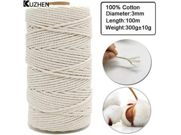 Listing 6 of 8 for Macrame Cord Natural Cotton Rope With Wood Ring Wood Stick For DIY Teether