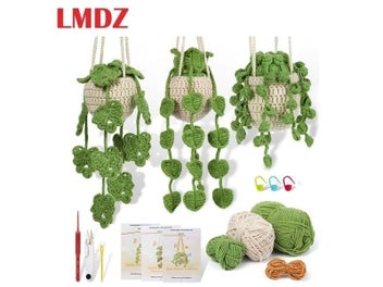 Listing 3 of 9 for LMDZ Crochet Kit For Beginners 1/2/3Pcs Leaf Potted Plant Crochet Starter Kit