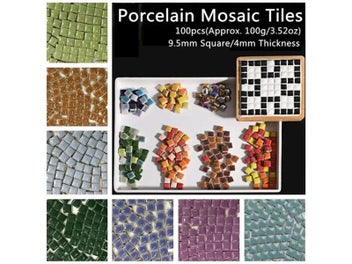 Listing 3 of 9 for 100pcs(Approx. 100g/3.5oz) Porcelain Mosaic Tiles 9.5mm Square Ceramic Mosaic