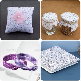 Listing 11 of 20 for 5 Style Fabric Patchwork Bundle 100% Cotton 50x50cm