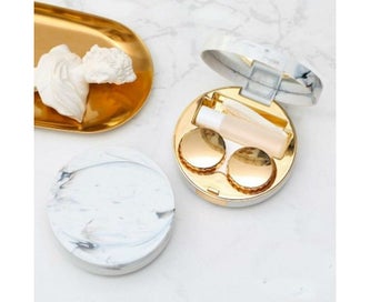 Listing 8 of 8 for Marble Design Contact Lens Storage Case With Mirror - Rose Gold