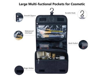 Listing 4 of 10 for Portable Travel Cosmetic Bag Large Capacity Waterproof Toiletry Bag With