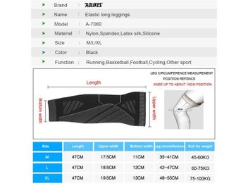 Listing 4 of 10 for 1pcs Full-Leg Compression Sleeve And Knee Support Wrap Suitable For Both Men