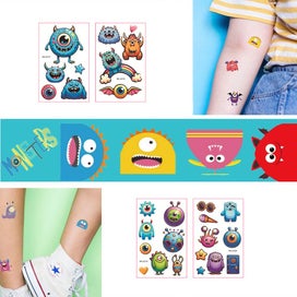 Listing 4 of 8 for Monster Temporary Tattoos For Kids - Over 120 Cute Cartoon Tattoos For Birthday