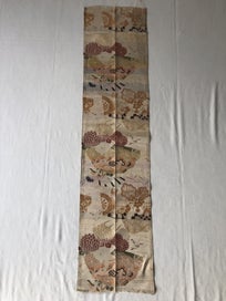 Listing 6 of 20 for Vintage Japanese Woven Silk Obi Fabric Panel Cranes