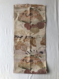 Listing 12 of 20 for Vintage Japanese Woven Silk Obi Fabric Panel Cranes