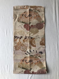 Listing 15 of 20 for Vintage Japanese Woven Silk Obi Fabric Panel Cranes