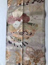 Listing 5 of 20 for Vintage Japanese Woven Silk Obi Fabric Panel Cranes