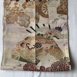 Listing 16 of 20 for Vintage Japanese Woven Silk Obi Fabric Panel Cranes