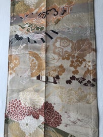 Listing 9 of 20 for Vintage Japanese Woven Silk Obi Fabric Panel Cranes