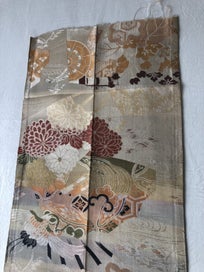 Listing 10 of 20 for Vintage Japanese Woven Silk Obi Fabric Panel Cranes