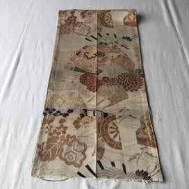 Listing 2 of 18 for Vintage Woven Silk Japanse Obi Fabric Woven Crane Floral Design