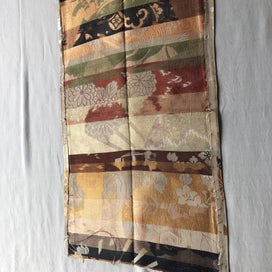 Listing 3 of 18 for Vintage Woven Silk Japanse Obi Fabric Woven Crane Floral Design