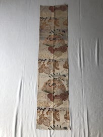 Listing 14 of 18 for Vintage Woven Silk Japanse Obi Fabric Woven Crane Floral Design