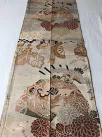 Listing 16 of 18 for Vintage Woven Silk Japanse Obi Fabric Woven Crane Floral Design