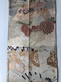 Listing 15 of 18 for Vintage Woven Silk Japanse Obi Fabric Woven Crane Floral Design