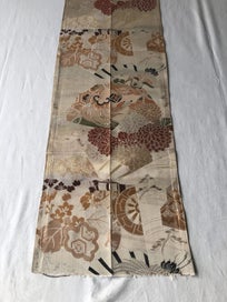 Listing 17 of 18 for Vintage Woven Silk Japanse Obi Fabric Woven Crane Floral Design