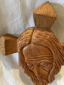 Listing 2 of 19 for Unique Handcarved Solid Wood JESUS And Crucifux Wall Plaque Wall Hanging