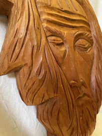 Listing 4 of 19 for Unique Handcarved Solid Wood JESUS And Crucifux Wall Plaque Wall Hanging