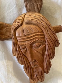 Listing 6 of 19 for Unique Handcarved Solid Wood JESUS And Crucifux Wall Plaque Wall Hanging