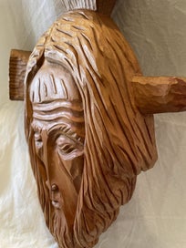 Listing 7 of 19 for Unique Handcarved Solid Wood JESUS And Crucifux Wall Plaque Wall Hanging