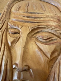 Listing 14 of 19 for Unique Handcarved Solid Wood JESUS And Crucifux Wall Plaque Wall Hanging