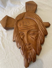 Listing 15 of 19 for Unique Handcarved Solid Wood JESUS And Crucifux Wall Plaque Wall Hanging