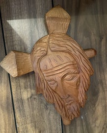 Listing 19 of 19 for Unique Handcarved Solid Wood JESUS And Crucifux Wall Plaque Wall Hanging