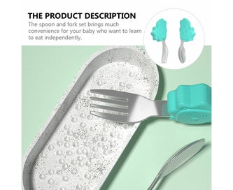 Listing 4 of 8 for Stainless Steel Spoon Kids Spoons Fork Children Tableware Baby Training